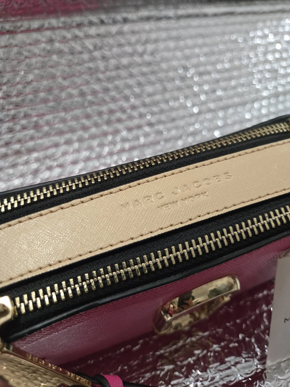 Marc Jacobs Fuchsia Snapshot Double J Crossbody with Gold Hardware